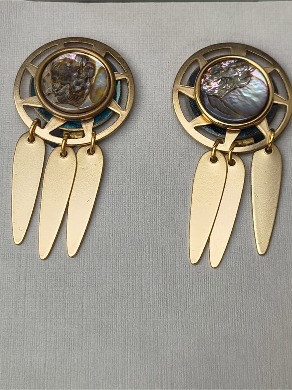 John Michael Richardson Vintage NWT Sedona Abalone Clip-On Earrings Drop